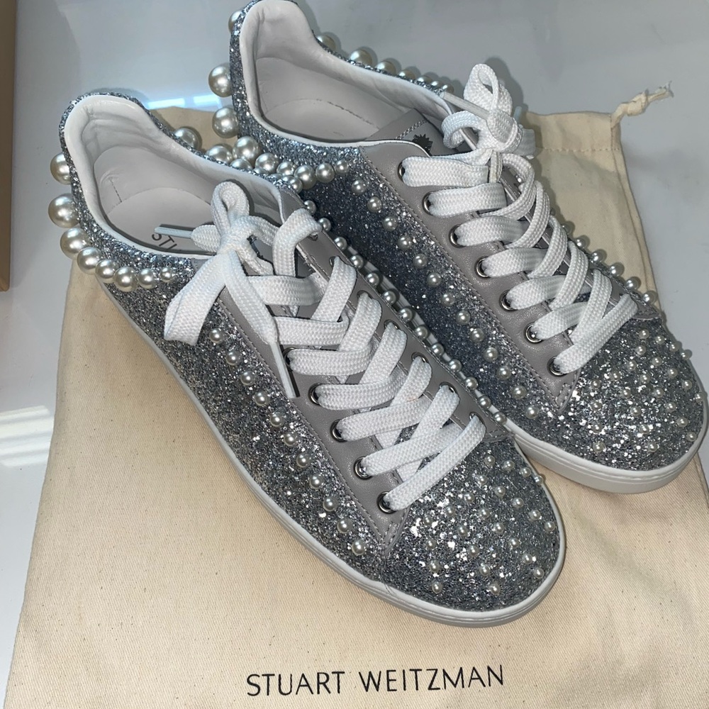 Stuart Weitzman Women's Goldie Embellished Low Top Sneakers (Sz 8/38.5)